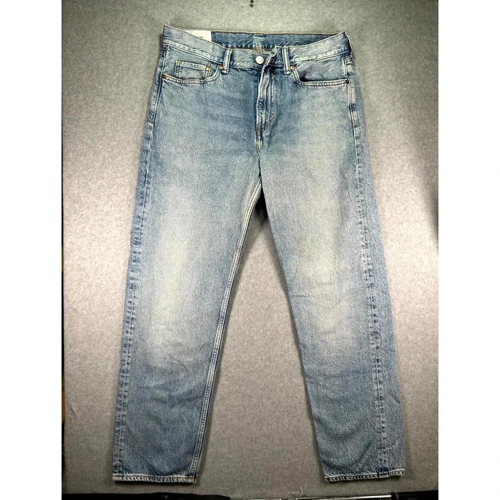 H&M Jeans Men's 34x32 Blue Denim Relaxed Fit Double Stitch Grunge Boho Americana